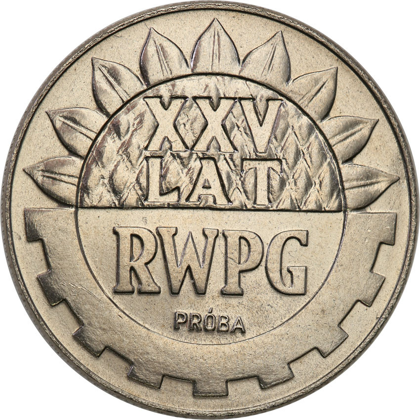 PRL. PRÓBA Nikiel 20 złotych 1974 XXV lat RWPG (wklęsły)